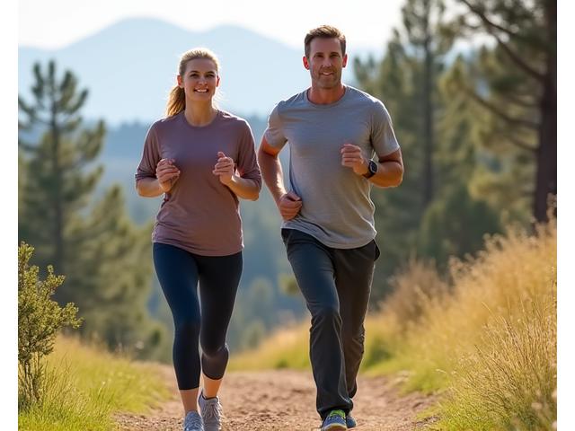 Adults engaging in gentle exercise outdoors, suggesting fitness after 35