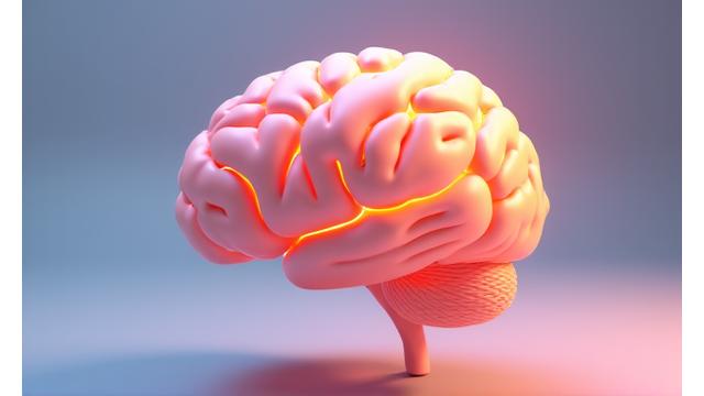Simplified illustration of a brain with calm light emanating